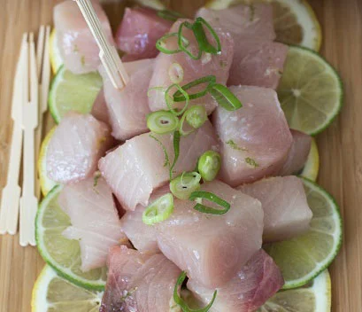 Raw Yellowtail with Calamansi and Vinegar Dipping Sauces (Kinilaw na Isda)