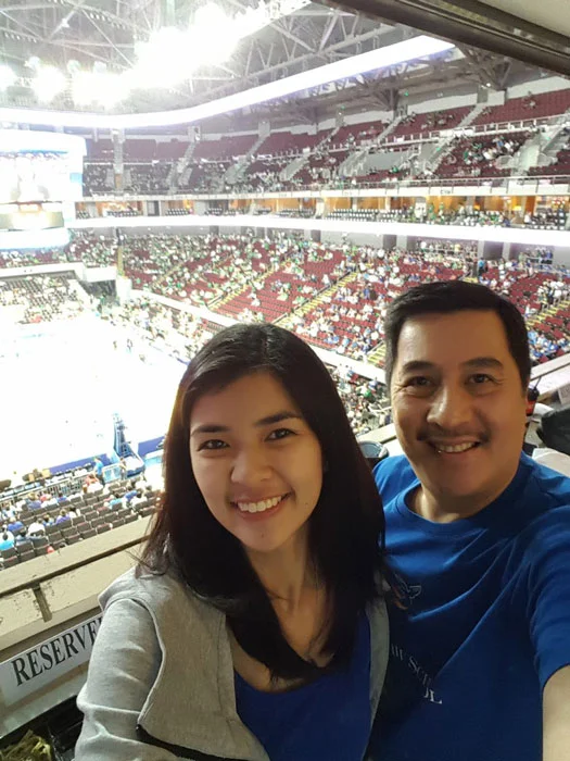 Maia and dad Lito Boncan together, watching an Ateneo basketball game.
