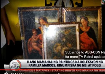 A screen-grab of the 3 copies of the “ Madonna and Child ,” formerly owned by Imelda Marcos, during the confiscation raid of the Marcos home in San Juan in September, 2014. (From an ABS-CBN news report.)