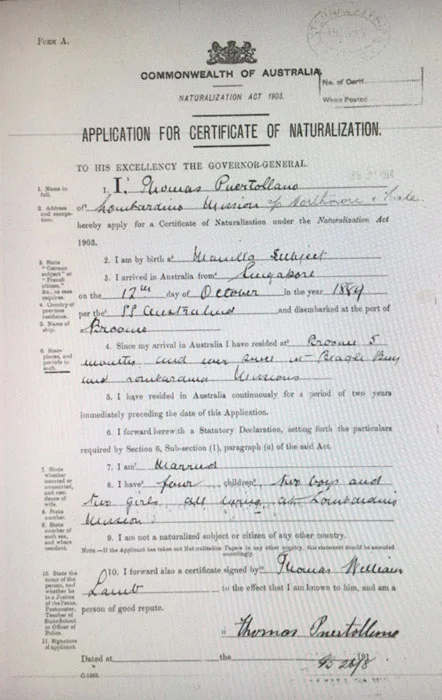 Puertollano’s application for naturalization