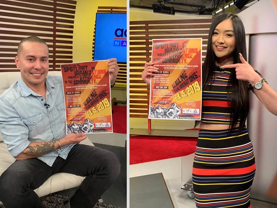 Adobo Nation hosts Lee Robin Salazar (left) and Hannah Tolentino (right) invite viewers to send in their nominations for the Epic Youth Leadership Awards (EYLA). Deadline to send in nominations is February 15, 2019.
