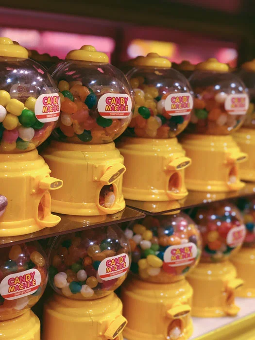 Mini gumball machines; one of the souvenirs available for purchase at Happy Beach (Source: Erielle Fornes)