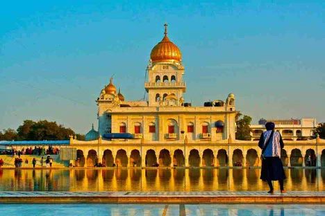 The Gurdwara Bangla Sahib, a Sikh temple, in the Delhi area.