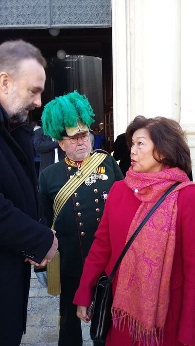 Malou chats with Karl Hapsburg-Lothringen (left), heir of the family that once ruled the Austria-Hungarian empire. After World War I, the empire was dissolved and the Hapsburgs were exiled from Austria. The ban against entering the country has been lifted, but royal titles are not officially recognized in either Austria and Hungary.