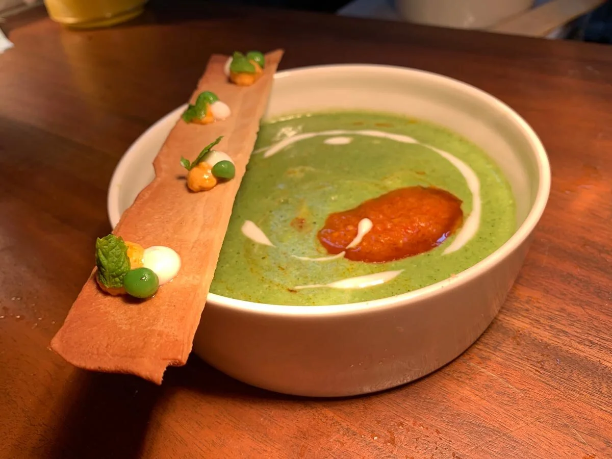 Mijo’s Minted Spinach Pea (spinach and pea, sun-dried tomato pesto and yogurt)