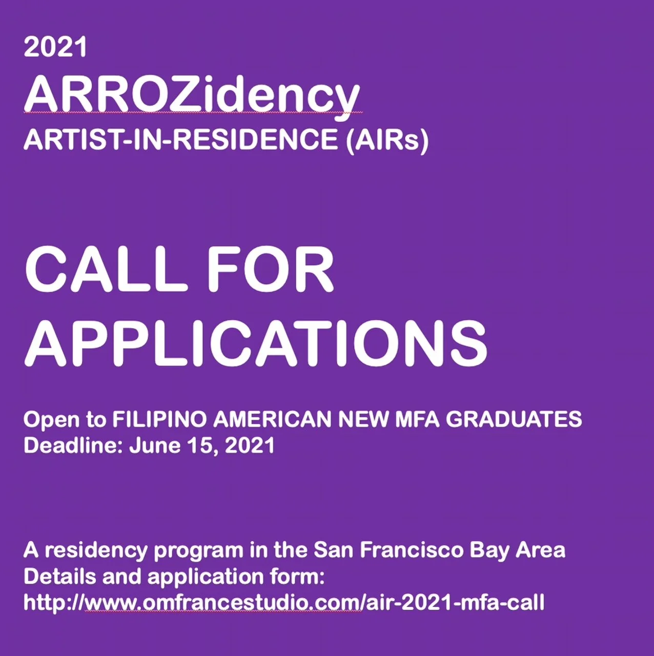 ARROZidency: A Call for MFA Graduates