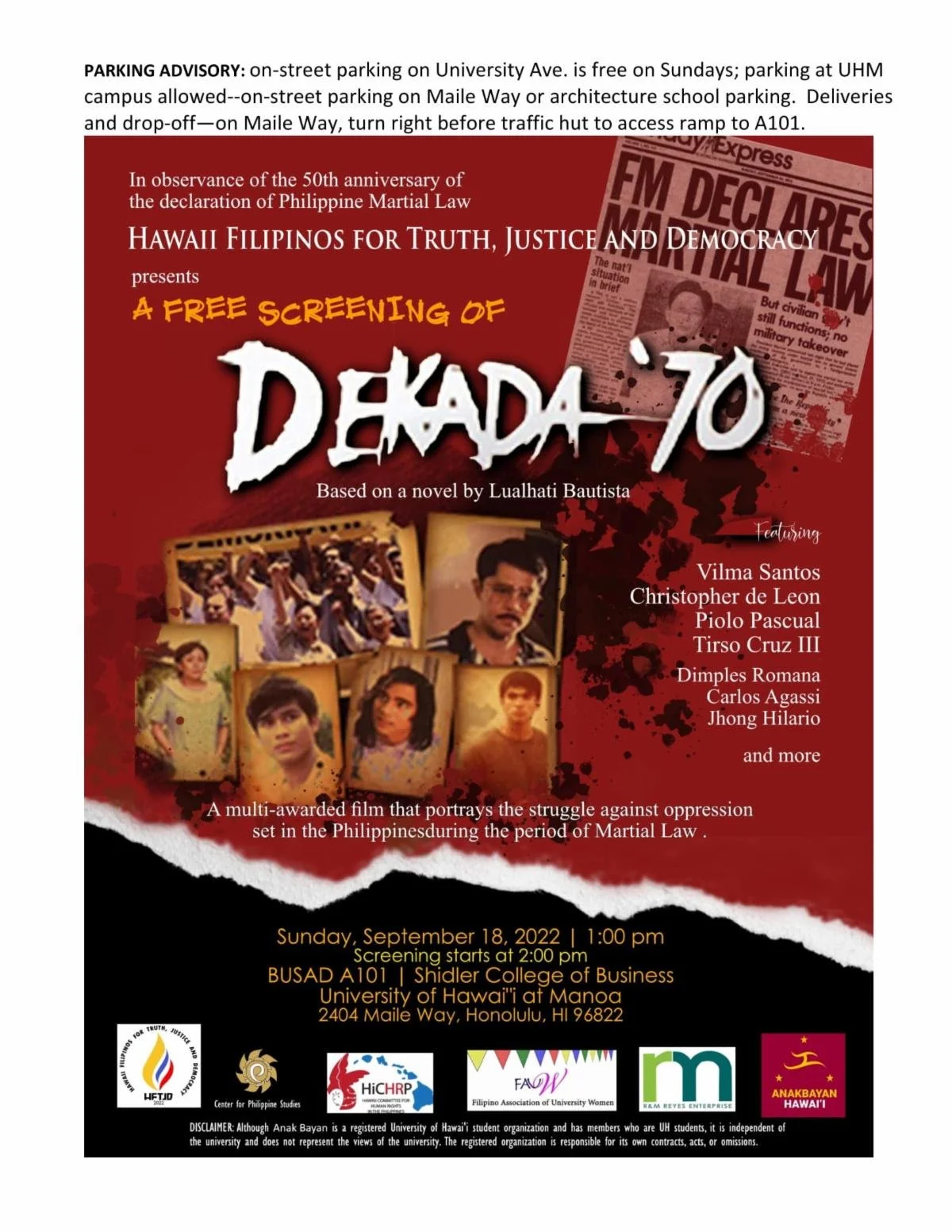Dekada Word Lettering Free Screening of