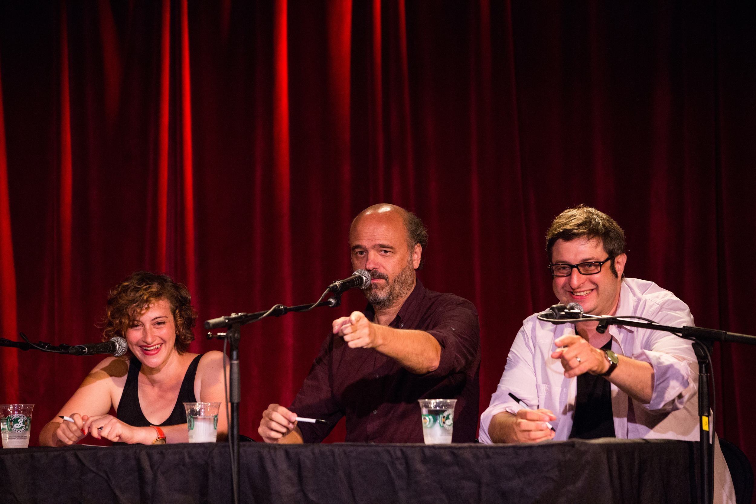  Jo Firestone, Scott Adsit, and Eugene Mirman  Photo by Scott Andrako 