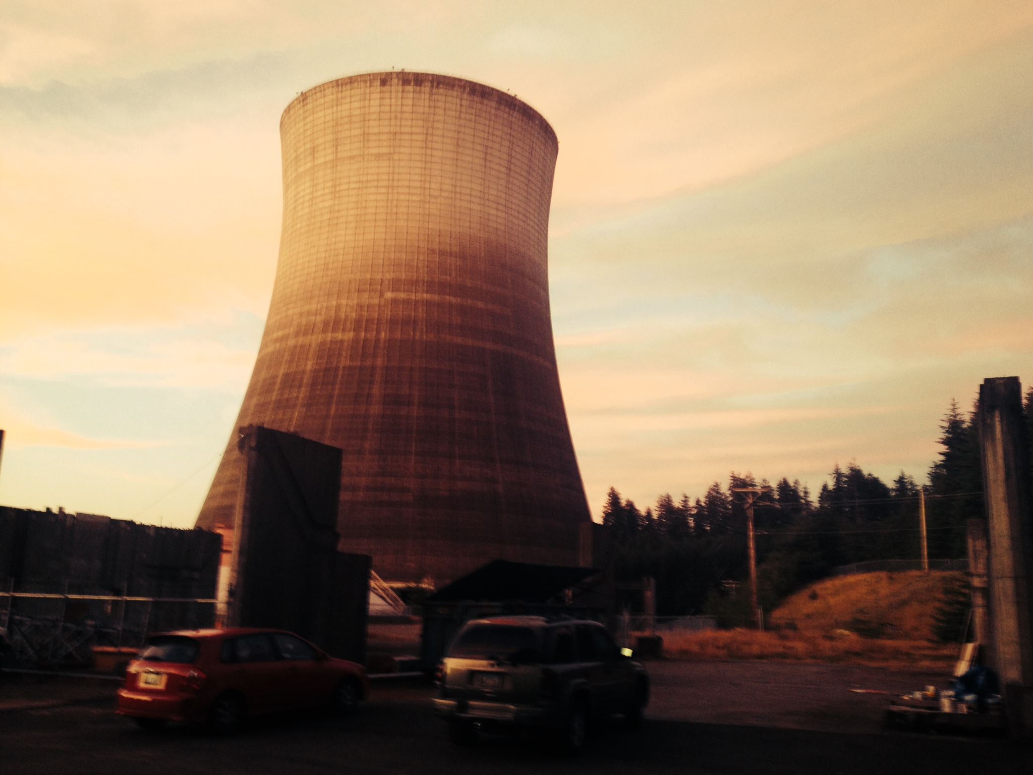 One of the massive cooling towers at the SATSOP Nuclear Power Plant. 