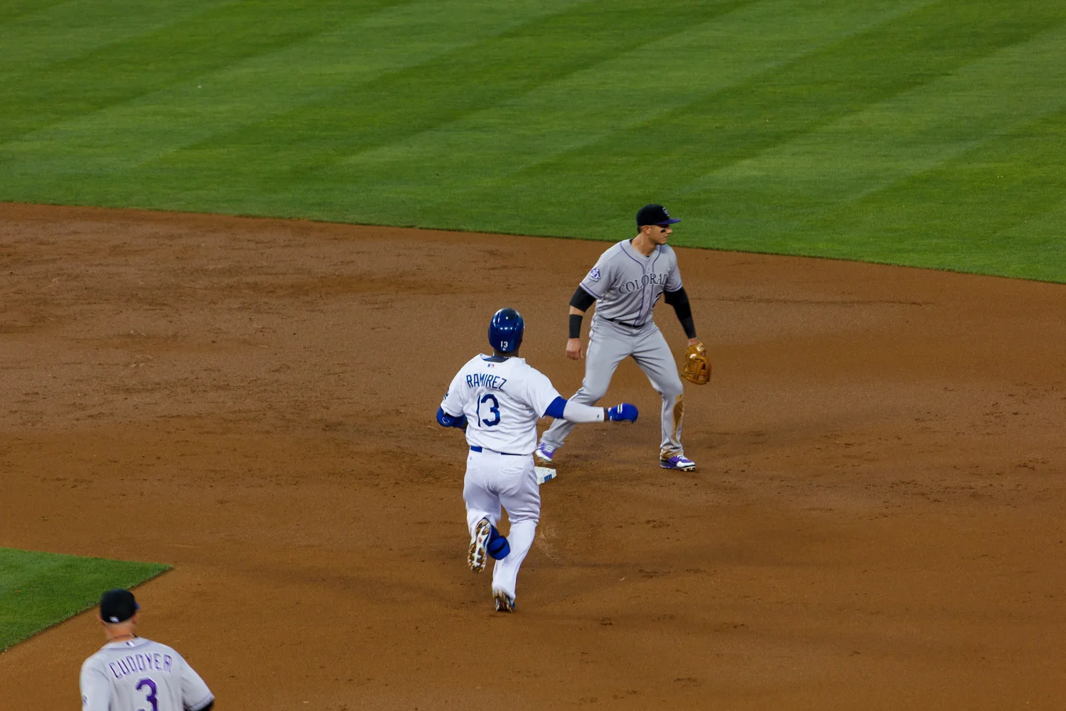 Hanley Ramirez (13) legging out a double.