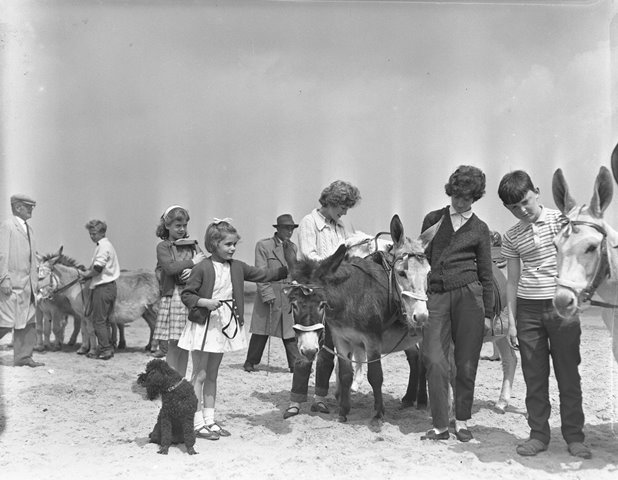 Donkey rides on the beach “Dad puts me on the donkey. Well only four or five steps into the trot round, I don’t know what I did, I’ve no idea to this day, but I must’ve worked myself around and ended up hanging onto the dear donkey by its tail.” Doreen Hicknell, Poppy Centre, Anfield