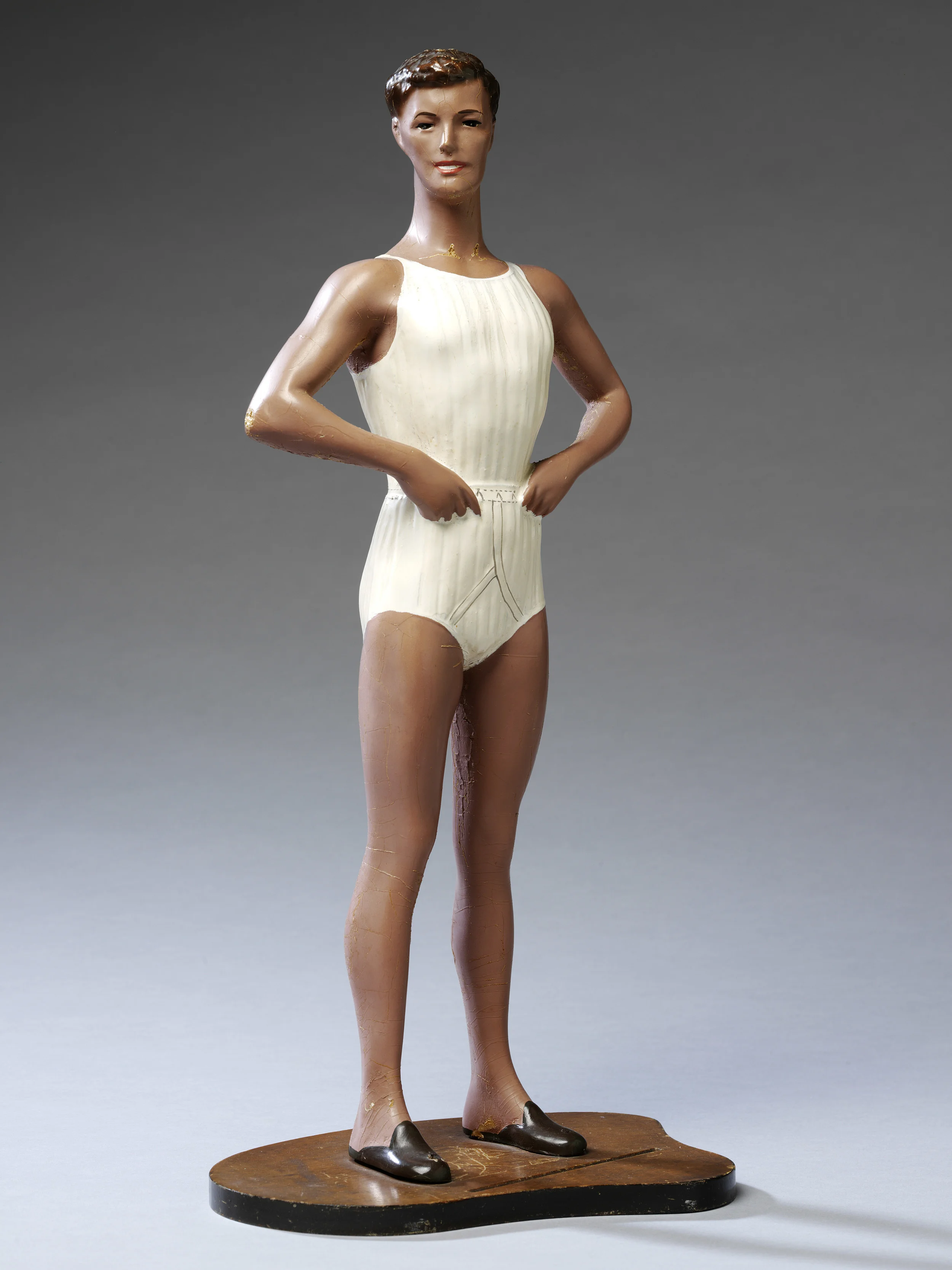 Display figure and advertising card for Y-front pants. 1950s. Image courtesy of Victoria and Albert Museum, Londo