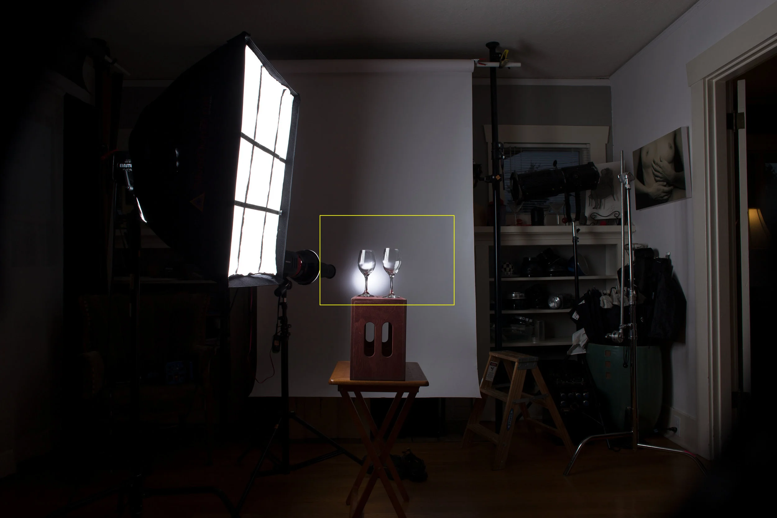 24mm lens at 85 inches from the front wine glass