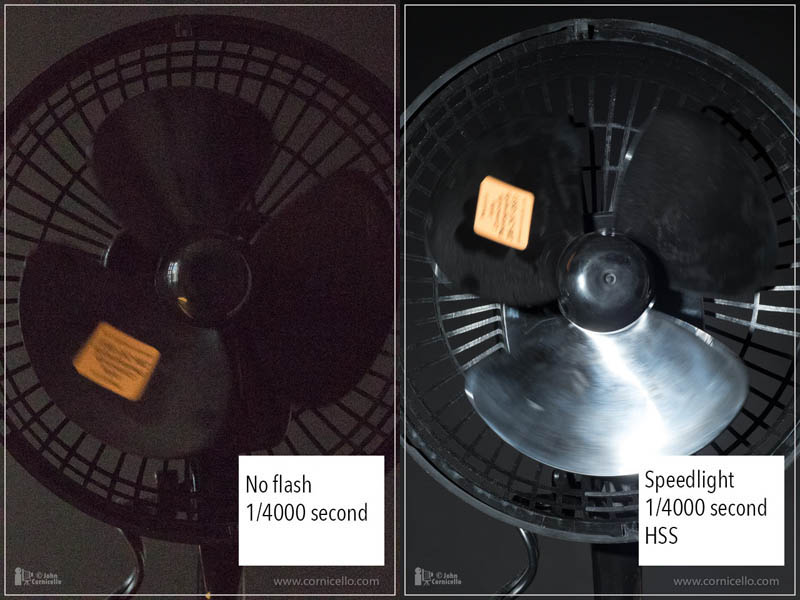 Very little difference in stopping action with or without a flash at 1/4000 of a second.