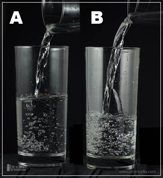 One of these pours is lit with a flash in normal sync at 1/60 of a second. The other is lit with a flash in High Speed Sync mode at 1/2000 of a second. Can you tell which is which?