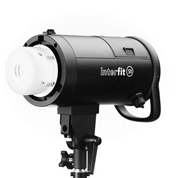 The Interfit S1 has 500 watt-seconds of power and weighs in at a little over 6 lbs.