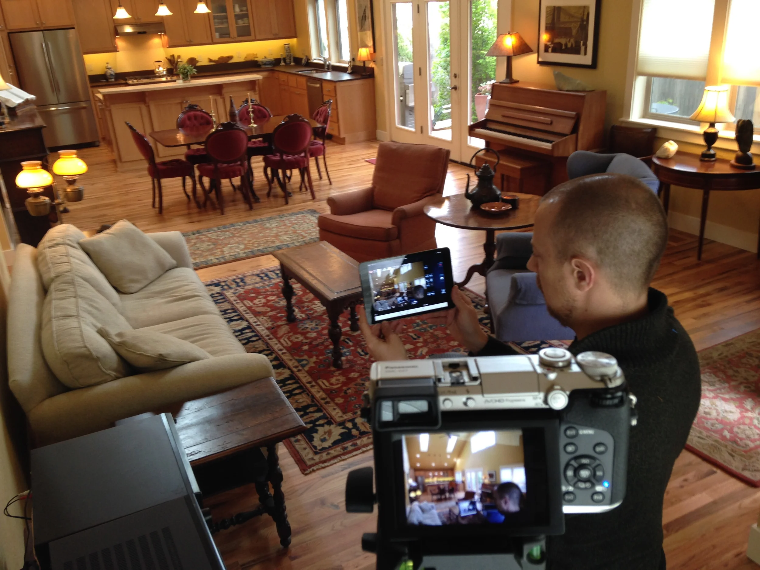 That's me, heading off to rearrange furniture while looking through the lens—from the iPad