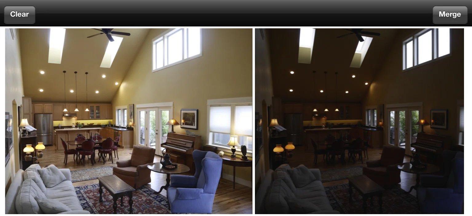 TrueHDR lets you choose two images to merge, and generally you'll want a pretty wide gap between them