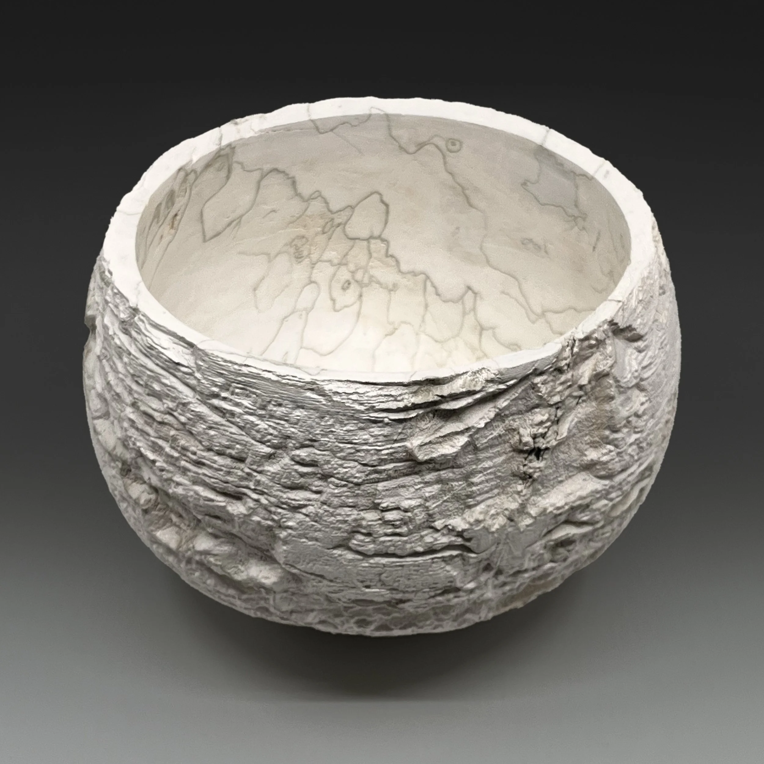 Eroded and pigmented spalted maple bowl