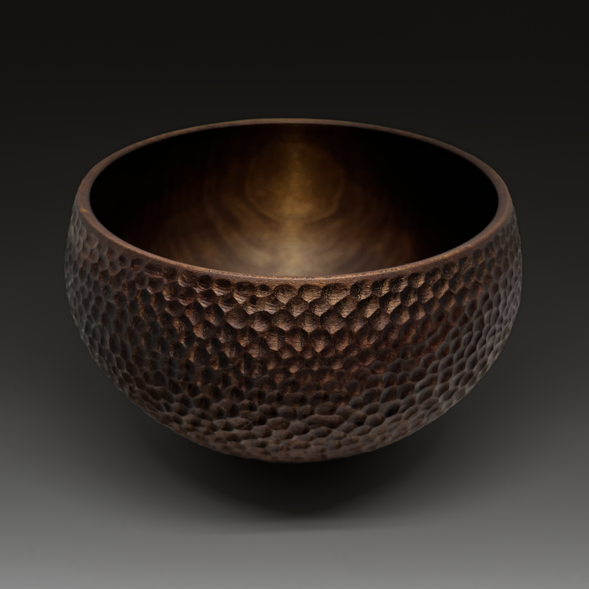 Fumed and carved cherry bowl