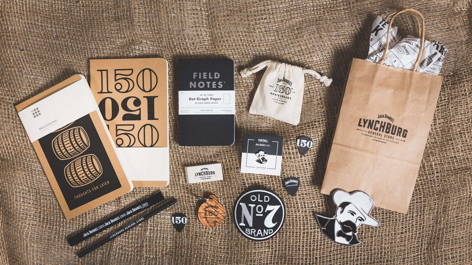 Limited edition collateral was created specifically for the pop-up, including items like bags, notebooks, patches, pencils, and erasers. Partner items included custom pins by Pintrill and Jack Daniel's whiskey soap by Apotheke, among others.