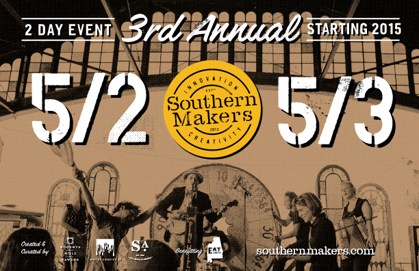 Join us for the 3rd Annual Southern Makers festival May 2 - 3, 2015. This 2 day celebration brings together the top makers, artists, musicians, chefs and craftspeople in for the Southeast's best party! Tickets on sale now at www.southernmakers.com Proceeds go to funding EAT South education programs.