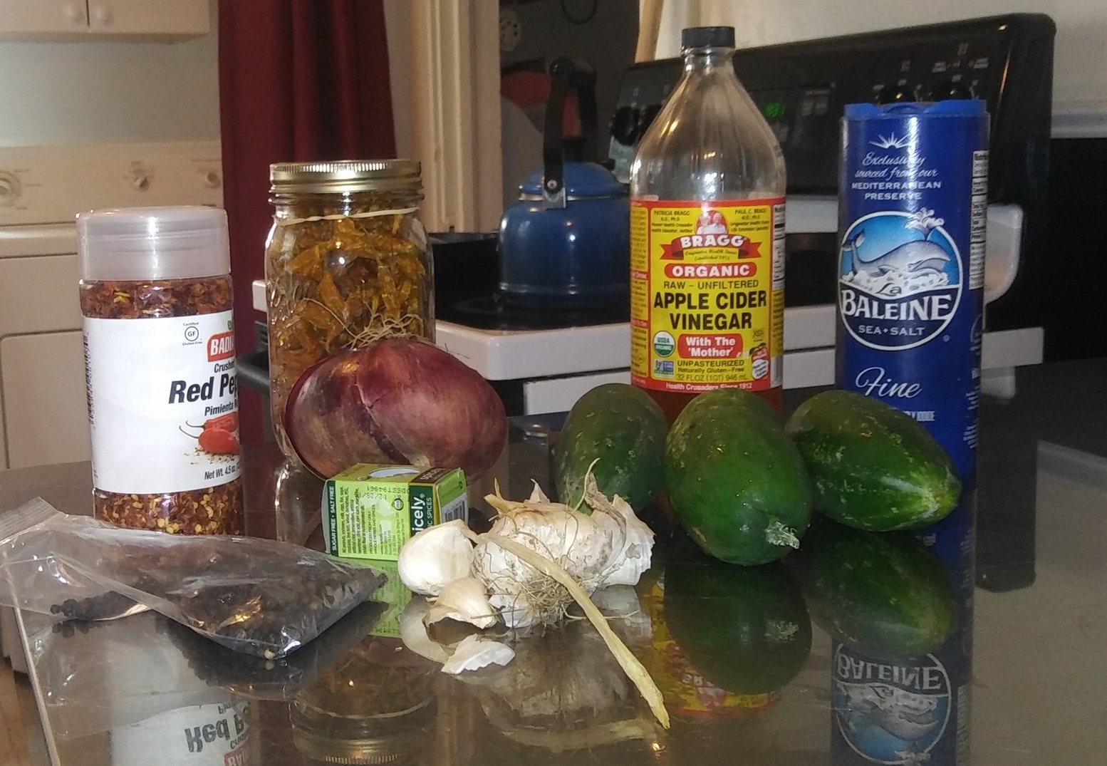 Our magical pickle potion ingredients.