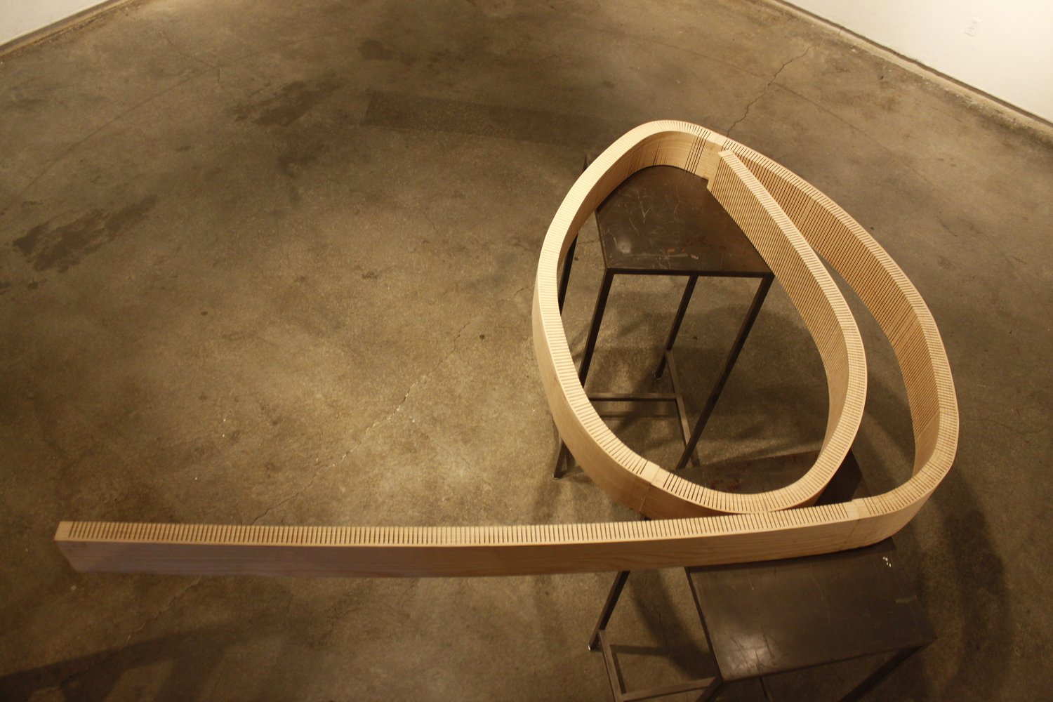  Untitled (cure cut circle), 2011, white ash wood, 5” x 7’ x 5’ 