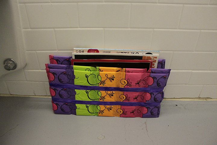  Maxi pad magazine rack by Bec Ulrich (artist in residence) 