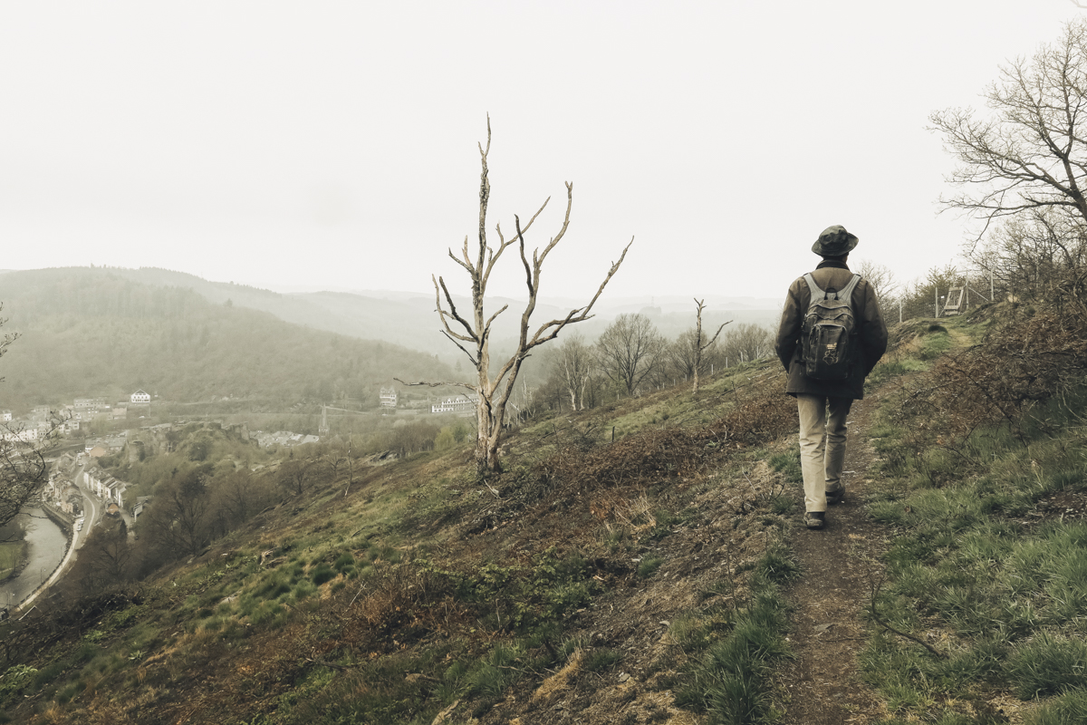 Hiking on Deister hill with our guide, overlooking the village of La Roche