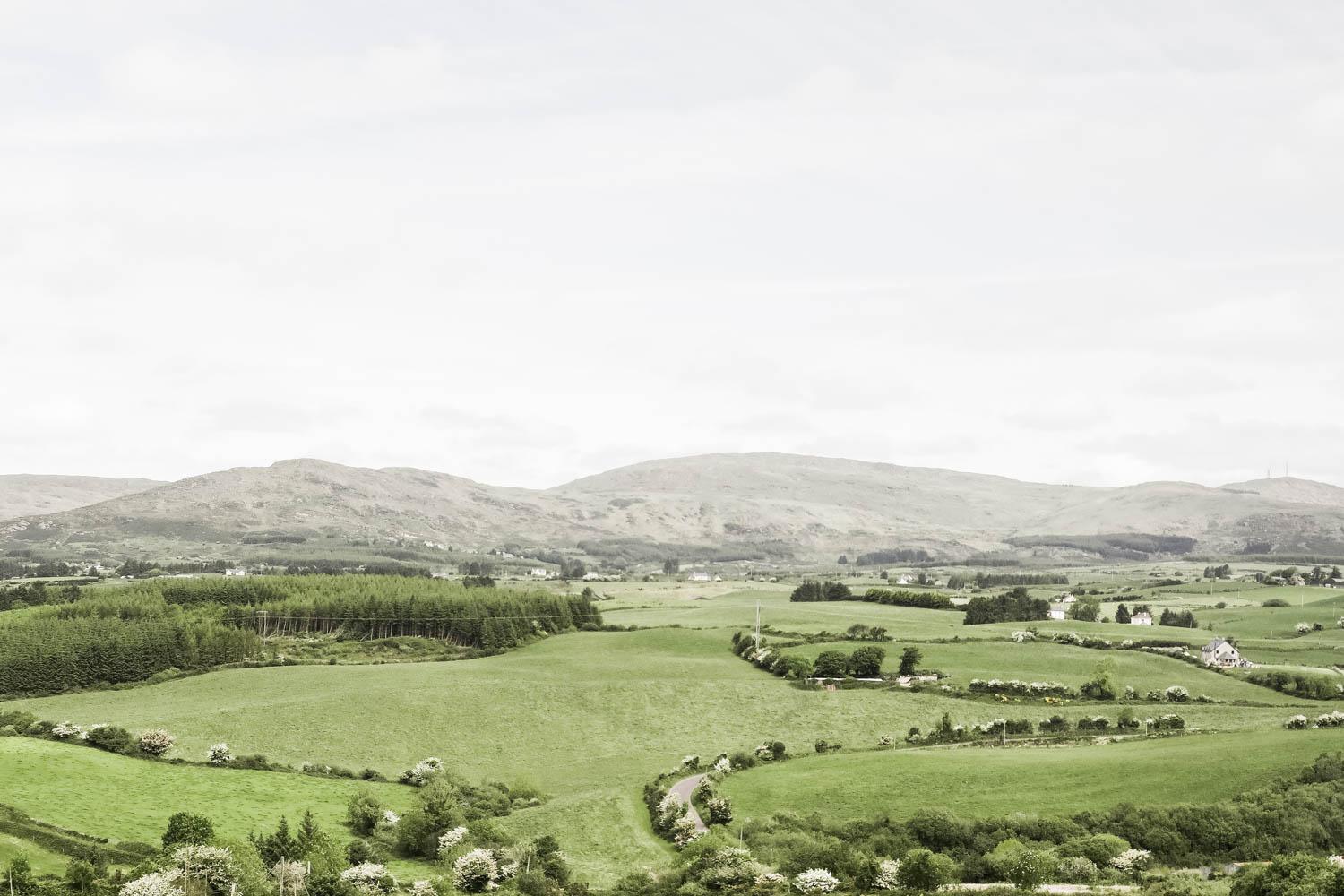 Views as seen from the Pod Páirc, looking over the ever changing green hills.