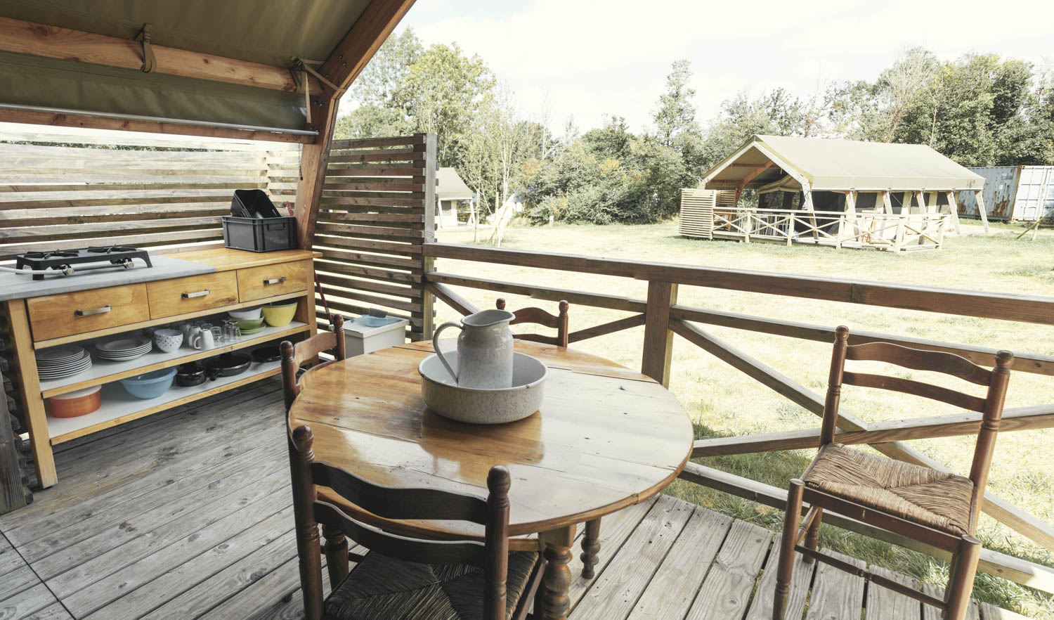 View from the Safari tent with has a nice intimacy and is equipped with all the necessary utensils and tableware.