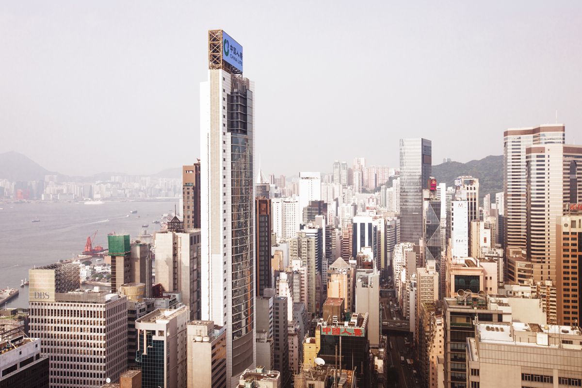 View on the skyline to the west on Hong Kong island.