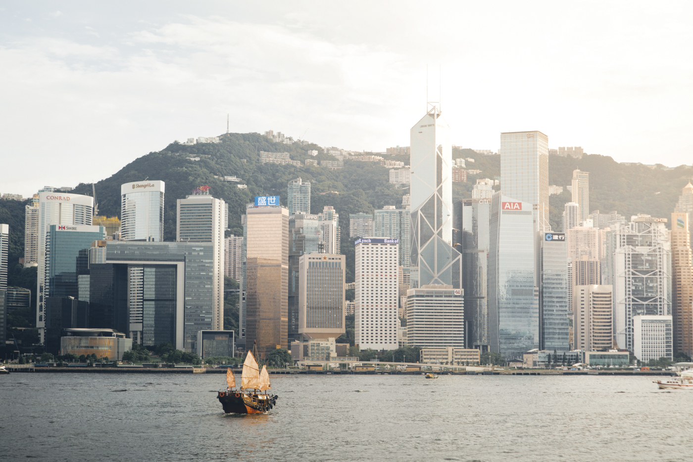 Looking at the riverbank of Victoria harbour.