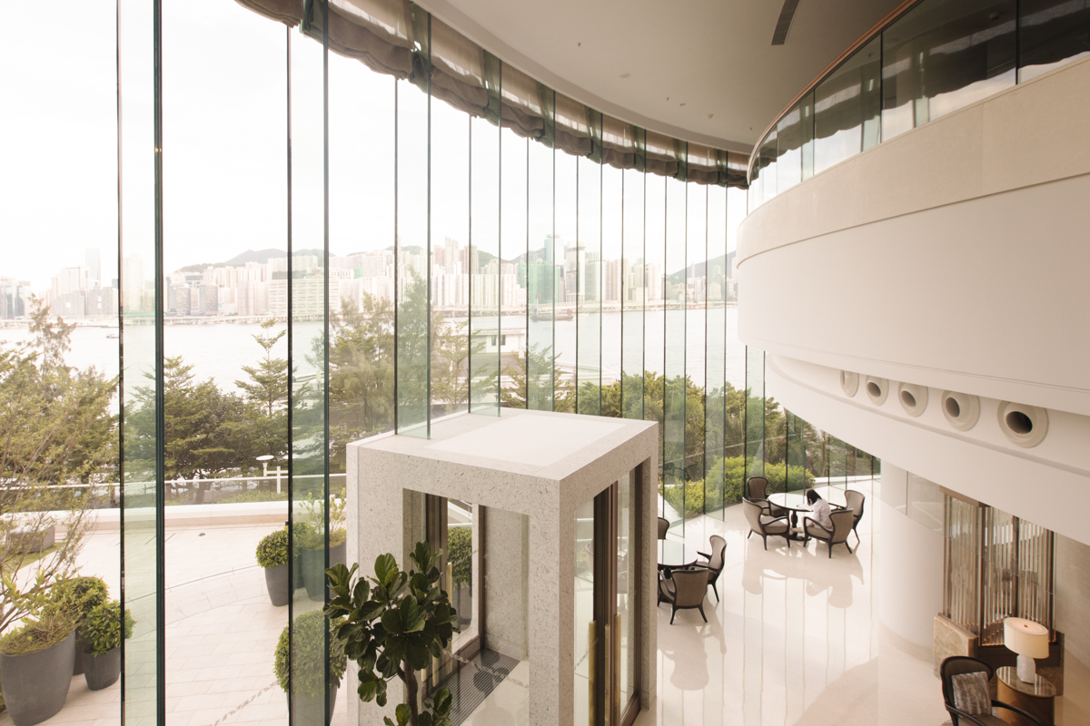 The lobby window gives a spectacular view over the harbour.