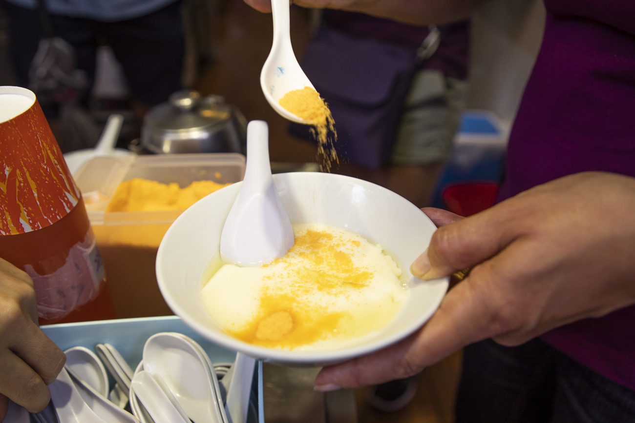 The traditional dessert made of ginger and soya, at a Soy Specialty Store.