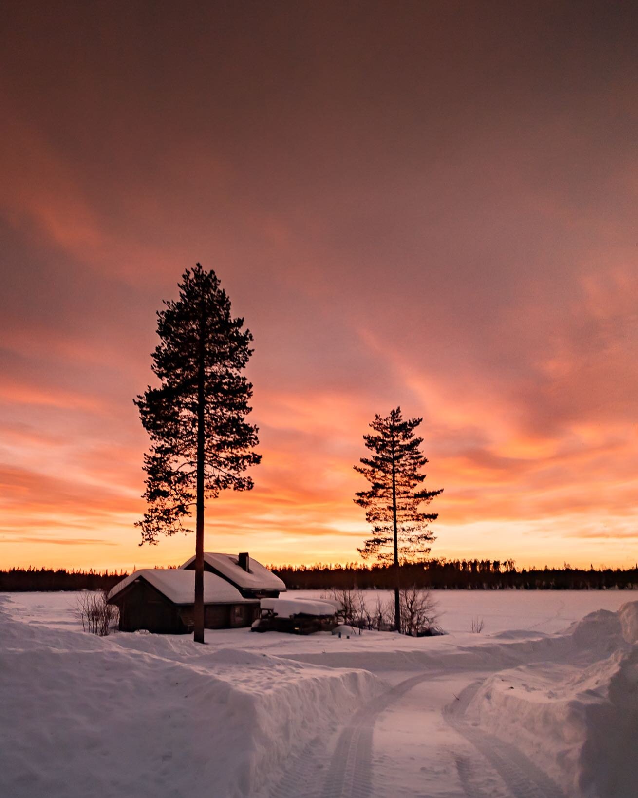 The sunsets in Lapland are so fascinating!  The colors in the sky intensified with every passing minute. As I was I prepared to leave and warm up @Huuvahidaway, I witnessing this spectacular light that left me mesmerised. 💛✨ 

#heartoflapland #swedi
