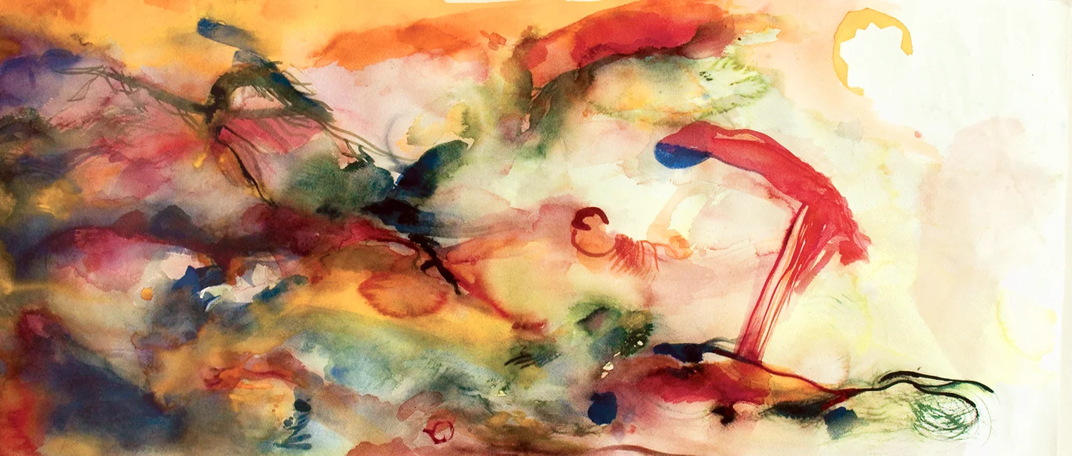 Winged. Watercolor. 45" x 22"