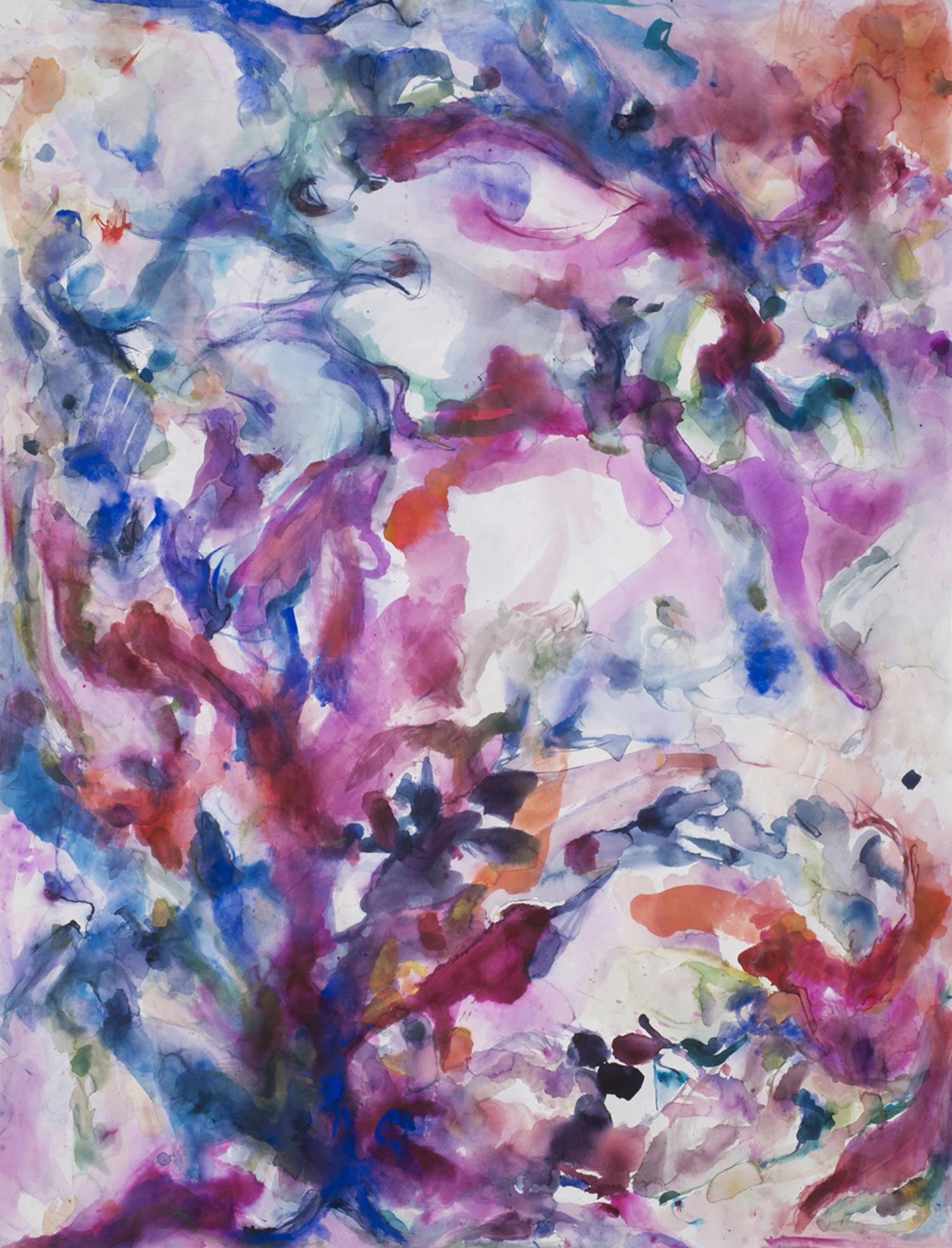 Reef - Lapis. Watercolor, lapis lazuli, African lipstick, murex. 52" w x 68" h