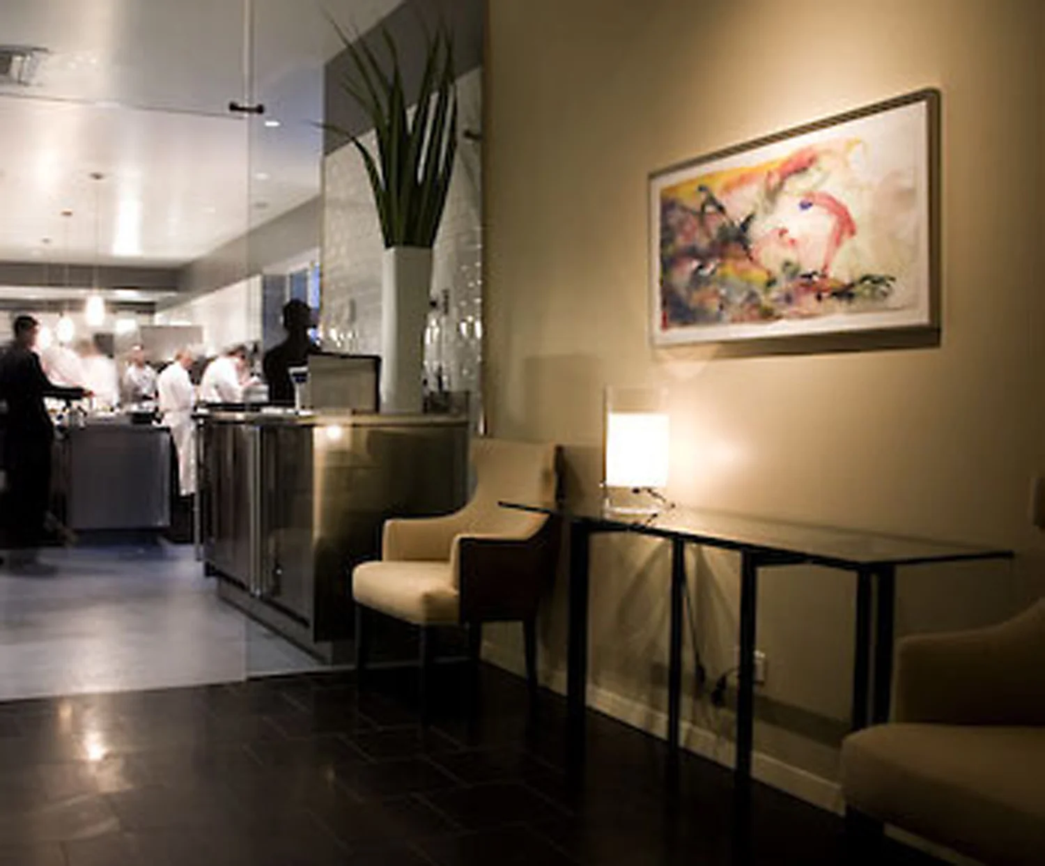 Between the kitchen and the dining room of Chicago's famed Alinea