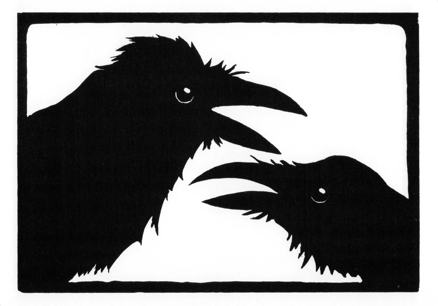 Raven Chat • © Fred Montague $48 • image 8 x 5.5 • mat 14 x 11 Edition size: 88 • status: low quantity