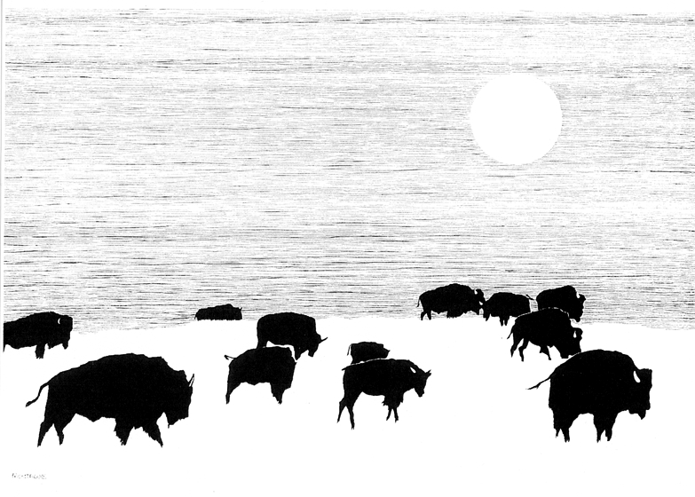 Ghost Herd of the Ghost Prairie • © Fred Montague $185 • Photolithograph • image 27 x 19 unmatted Edition size: 880 • status: available