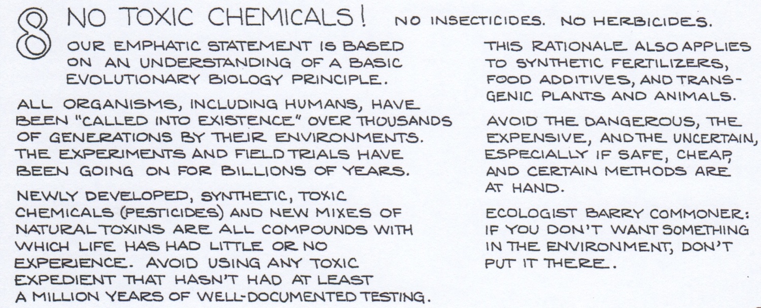 The "no toxics chemicals" concept, excerpted from Gardening: An Ecological Approach . © Fred Montague
