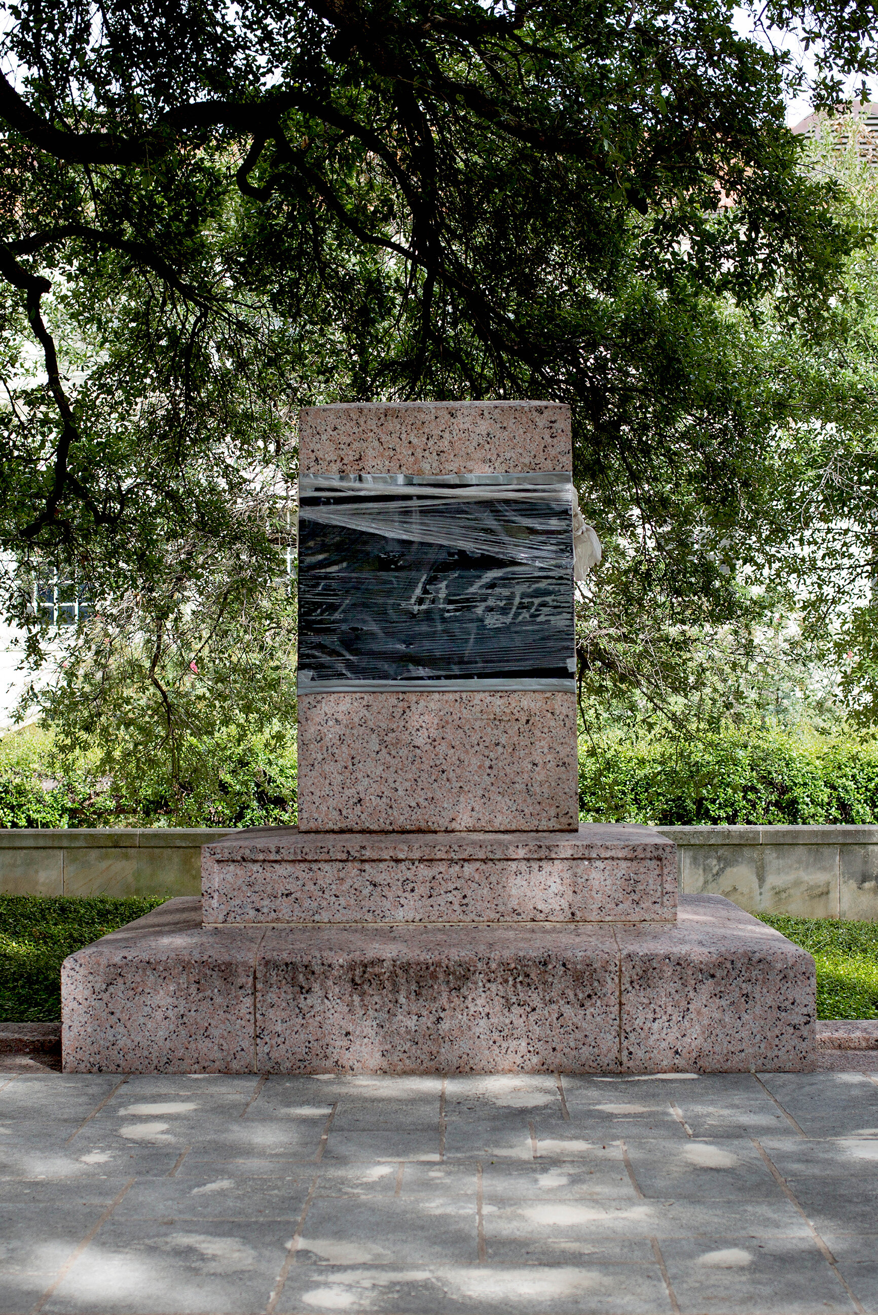 Removed John Reagan monument, University of Texas, Austin Texas