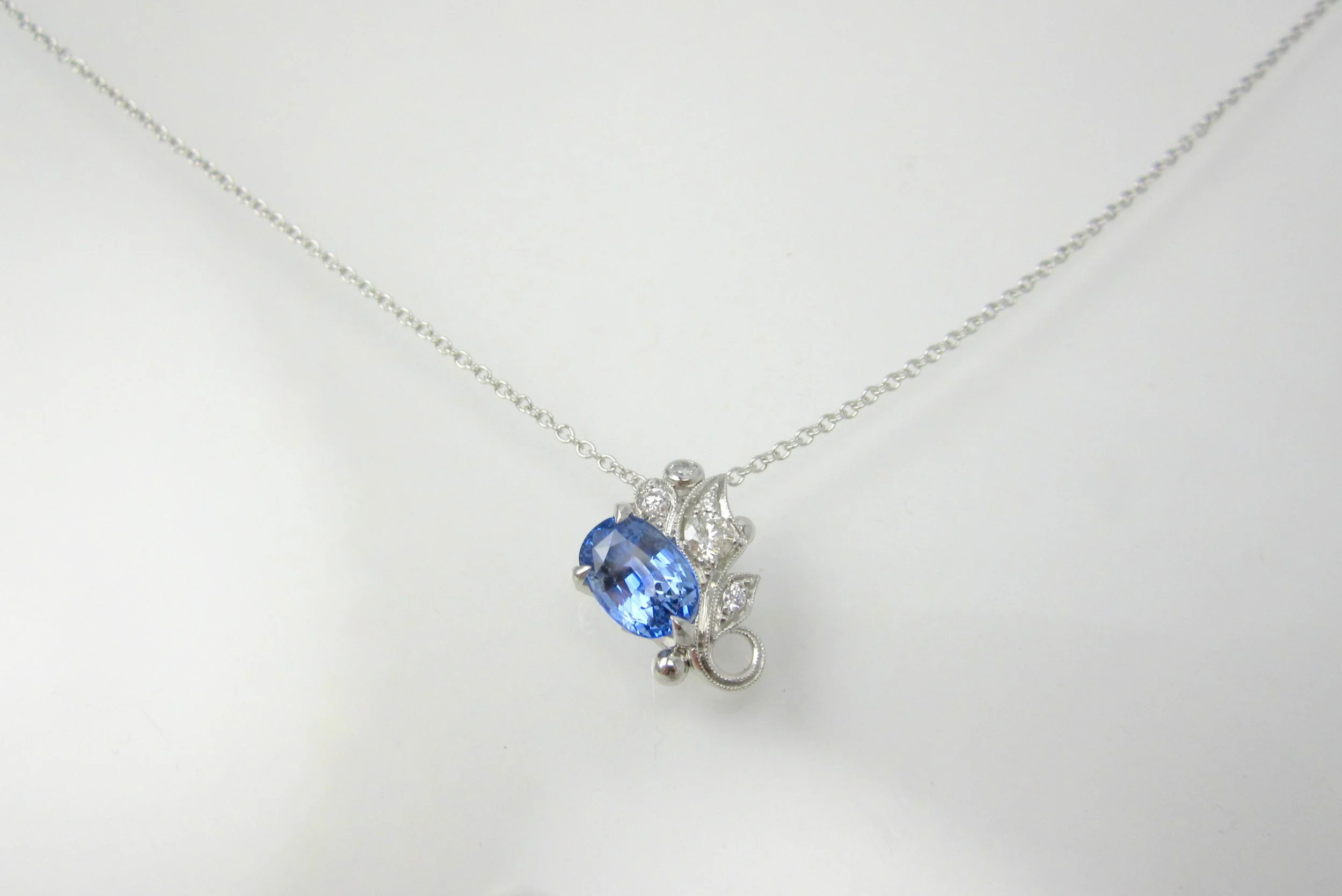 Custom Sapphire & Diamond Pendant