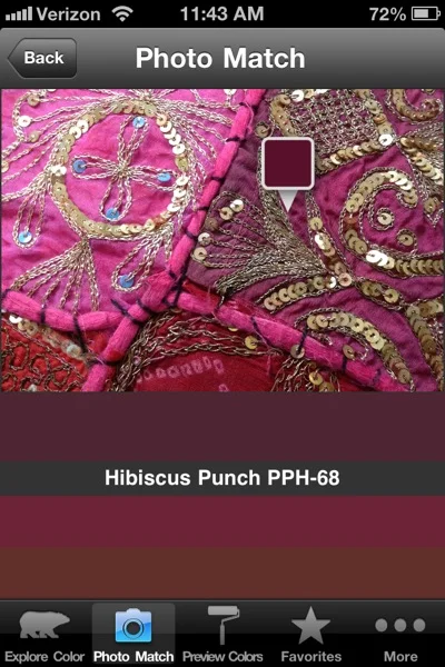 Then, tap anywhere on the image. The app will match it to a paint color. In this case, I used the Behr ColorSmart app. 