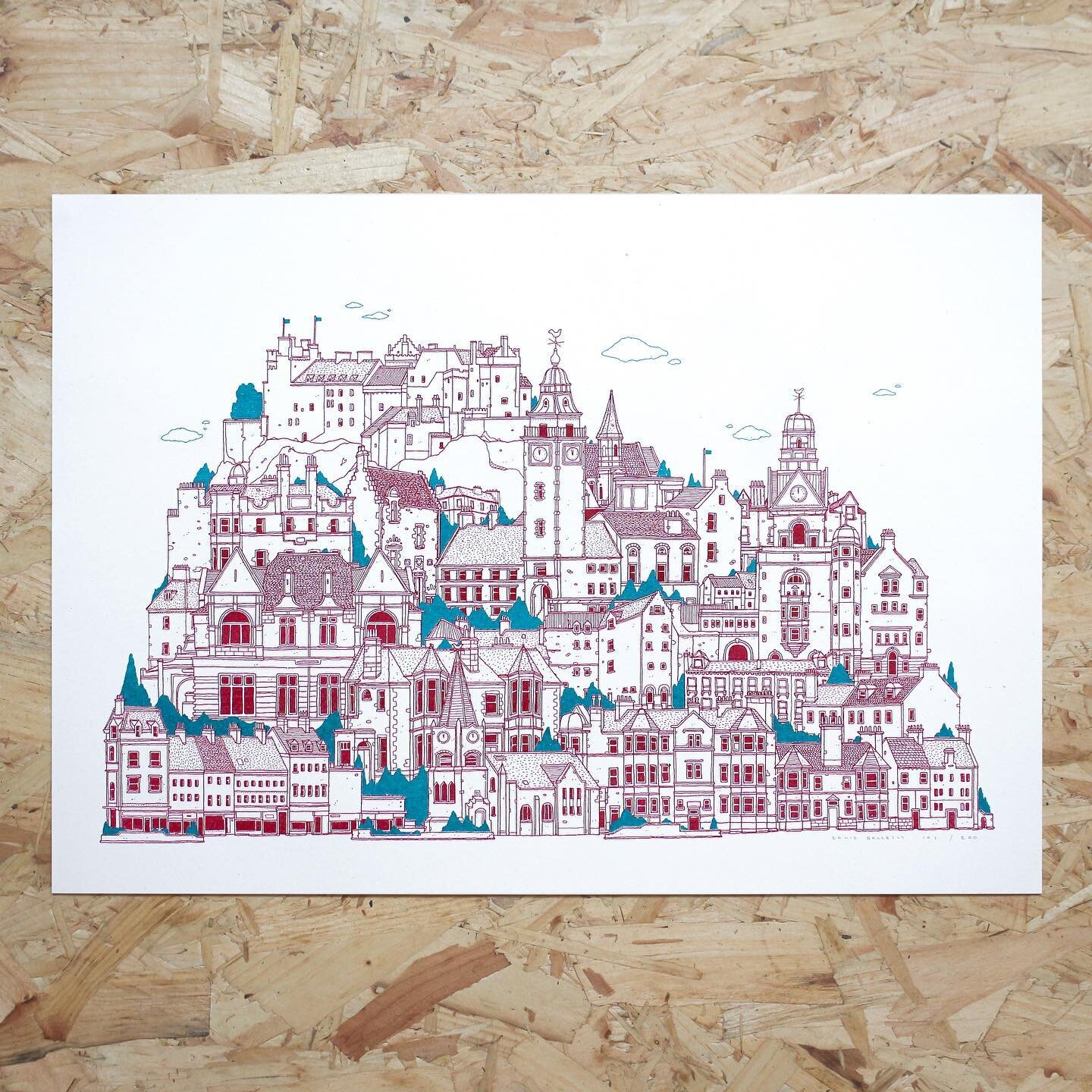 Stirling Cityscape. A3 Risograph print now available from davidgalletly.com (or in person at @madeinstirlingstore). #stirling