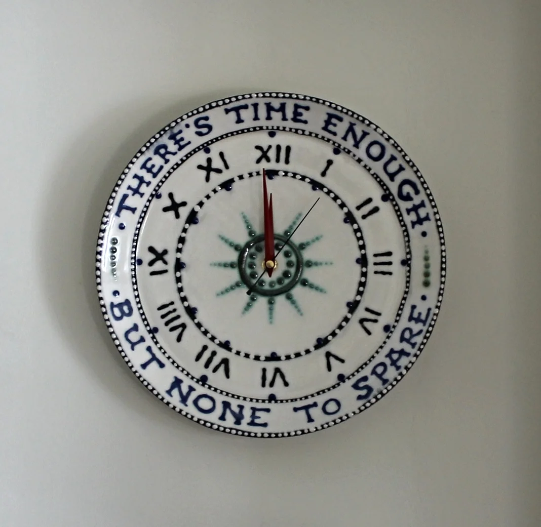   Slipware clock.    Inscriptions can vary.    32 cms &nbsp; £90.00  