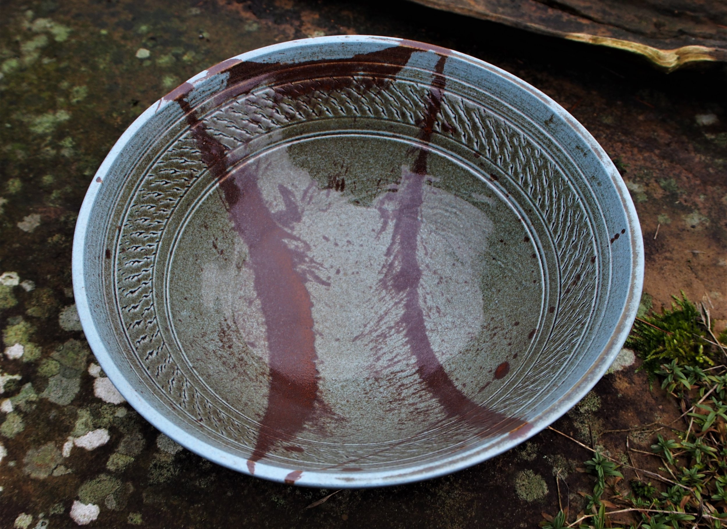 25 x 9.5 cms Green/turquoise with  sienna £40.00