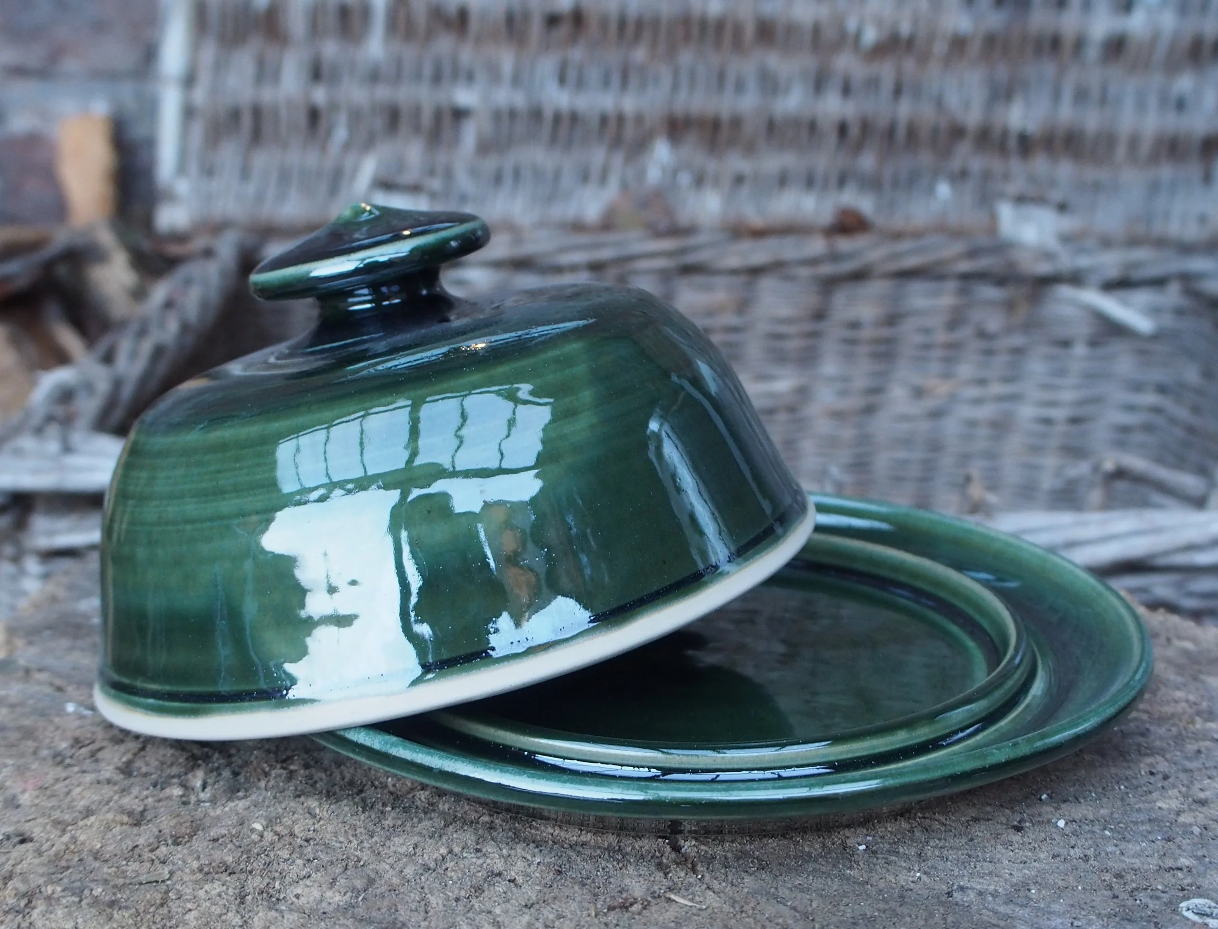 Butter dish, green magnetite glaze. £27.50